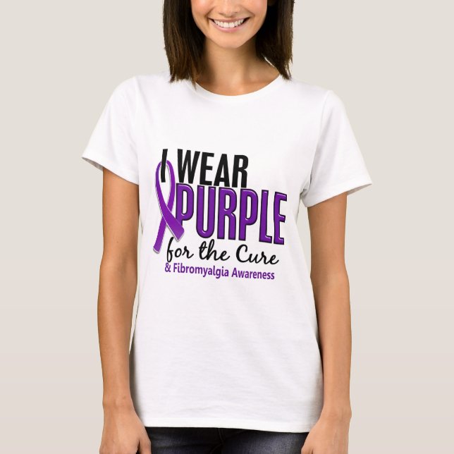 Camiseta Eu visto o roxo para a fibromialgia da cura 10 (Frente)