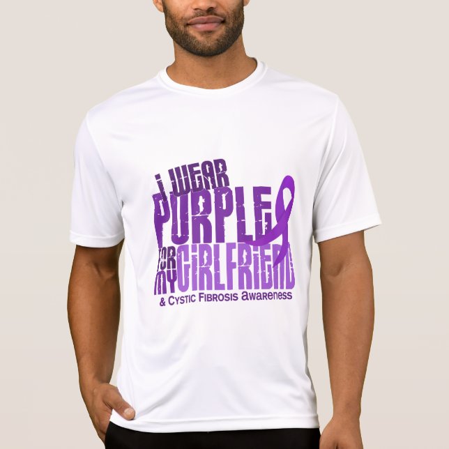 Camiseta Eu visto o roxo para a fibrose cística do namorada (Frente)