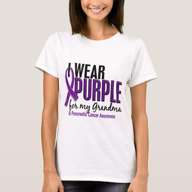 Camiseta Eu visto o roxo para meu câncer de pâncreas da avó (Frente)