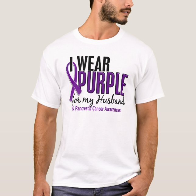 Camiseta Eu visto o roxo para meu câncer de pâncreas do (Frente)