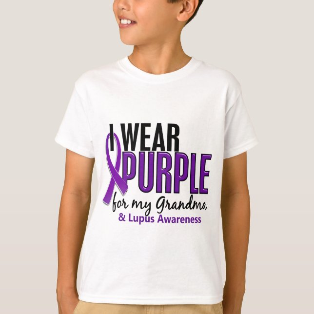 Camiseta Eu visto o roxo para meu lúpus da avó 10 (Frente)