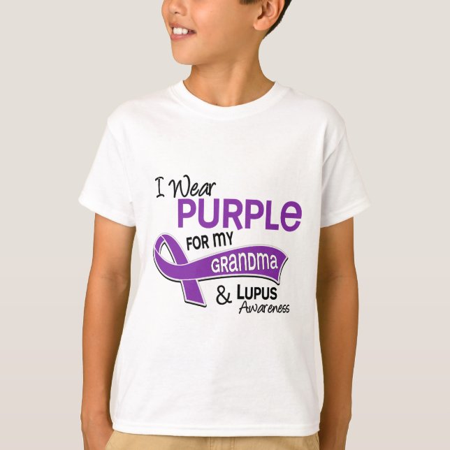 Camiseta Eu visto o roxo para meu lúpus da avó 42 (Frente)