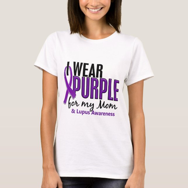 Camiseta Eu visto o roxo para meu lúpus da mamã 10 (Frente)