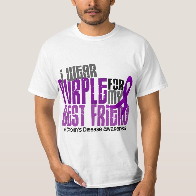 Camiseta Eu visto o roxo para minha doença de Crohn do (Frente)