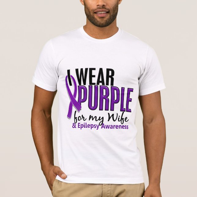 Camiseta Eu visto o roxo para minha epilepsia da esposa 10 (Frente)