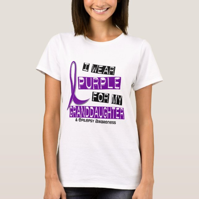Camiseta Eu visto o roxo para minha epilepsia da neta 37 (Frente)