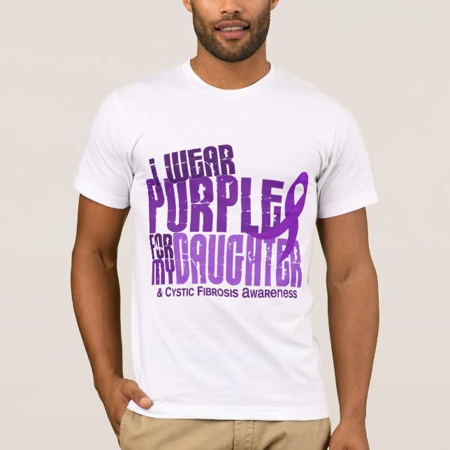 Camiseta Eu visto o roxo para minha fibrose cística da (Frente)