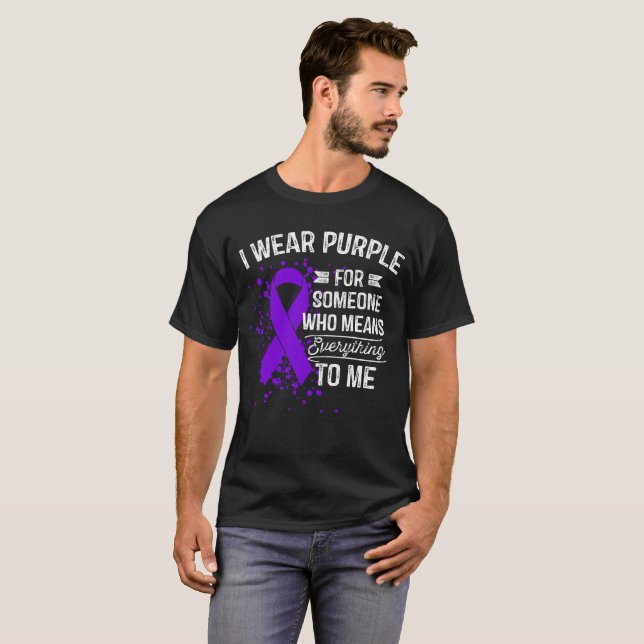 Camiseta Eu visto o roxo - presente roxo da fita da (Frente Completa)