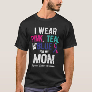 Camiseta Eu Visto O Teal K E O Azul Para O Cancer Da Minha