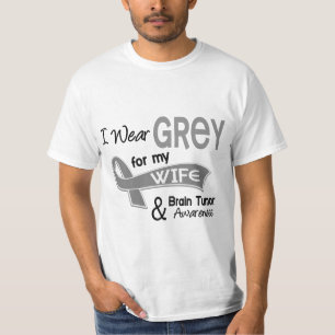 Camiseta Eu visto o tumor cerebral da esposa do cinza 42