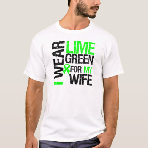 Camiseta Eu visto o verde limão para meu linfoma da esposa