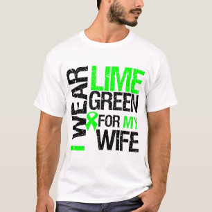 Camiseta Eu visto o verde limão para meu linfoma da esposa