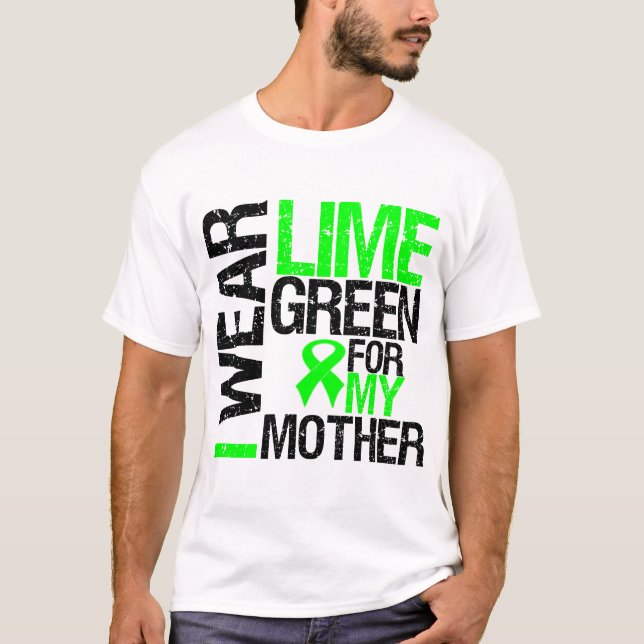 Camiseta Eu visto o verde limão para meu linfoma da mãe (Frente)