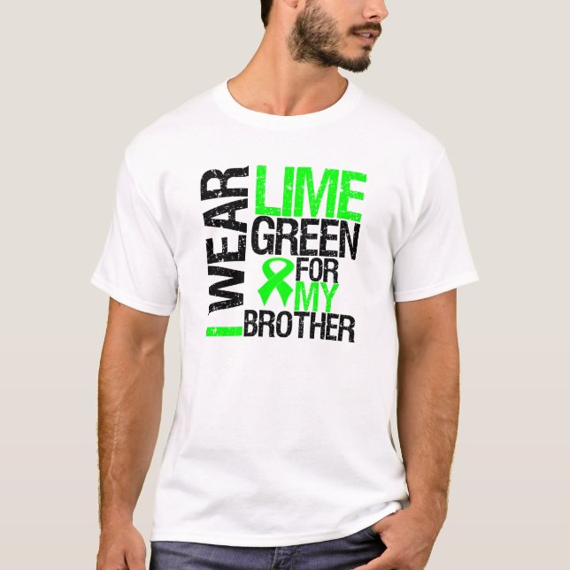 Camiseta Eu visto o verde limão para meu linfoma do irmão (Frente)