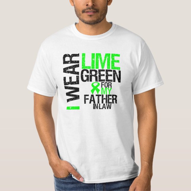 Camiseta Eu visto o verde limão para meu linfoma do sogro (Frente)