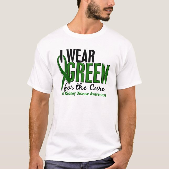 Camiseta Eu visto o verde para a doença renal da cura 10 (Frente)
