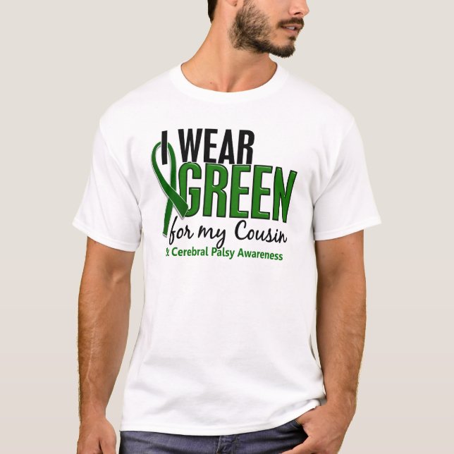 Camiseta Eu visto o verde para minha paralisia cerebral do (Frente)