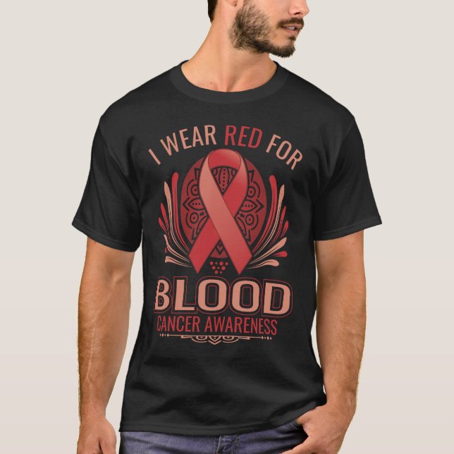 Camiseta eu visto o vermelho para a consciência do cancer (Frente)