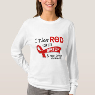 Camiseta Eu visto o vermelho para minha doença cardíaca d