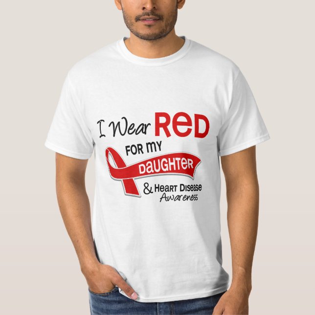 Camiseta Eu visto o vermelho para minha doença cardíaca da (Frente)