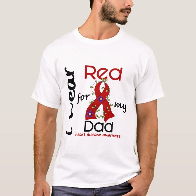 Camiseta Eu visto o vermelho para minha doença cardíaca do (Frente)