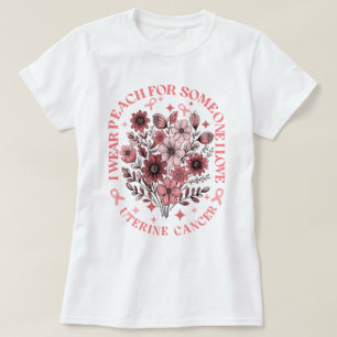 Camiseta Eu Visto Peach Para Alguém Que Eu Amo Cancer Uteri
