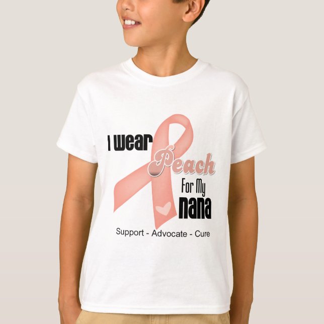 Camiseta Eu Visto Peach Para Meu Cancer Nana - Uterino (Frente)