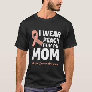 Camiseta Eu Visto Peach Para Minha Mãe Mãe Cancer Uterino E