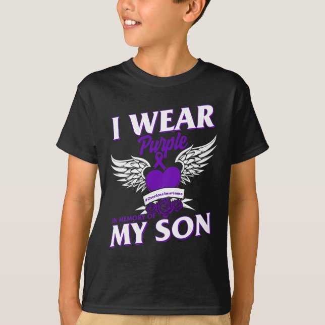 Camiseta Eu Visto Purpleei Em Memória Do Meu Filho De Sobre (Frente)