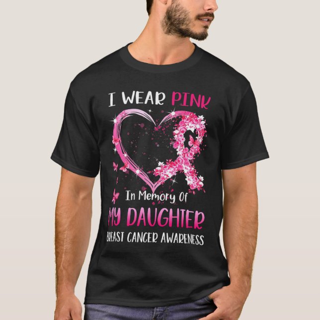Camiseta Eu Visto Rosa Em Memória Da Minha Filha cancer Da  (Frente)