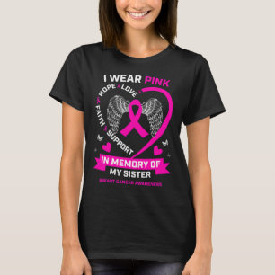 Camiseta Eu Visto Rosa Em Memória Da Minha Irmã Cancer Da M