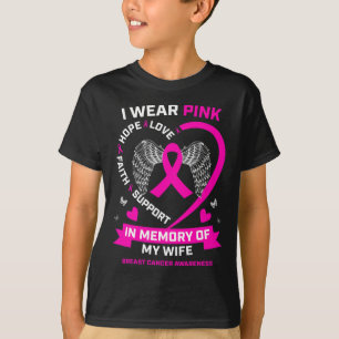 Camiseta Eu Visto Rosa Em Memória Da Minha Mulher Cancer Da