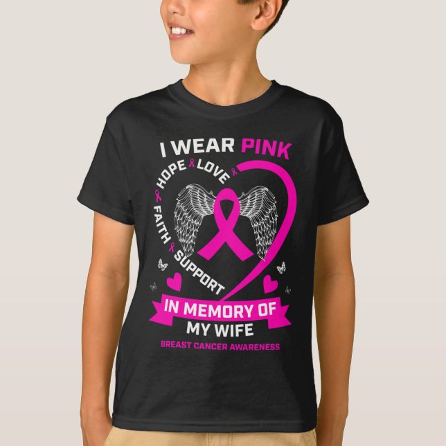 Camiseta Eu Visto Rosa Em Memória Da Minha Mulher Cancer Da (Frente)