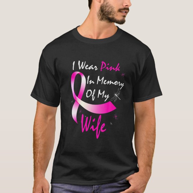 Camiseta Eu Visto Rosa Em Memória Da Minha Mulher Cancer Da (Frente)