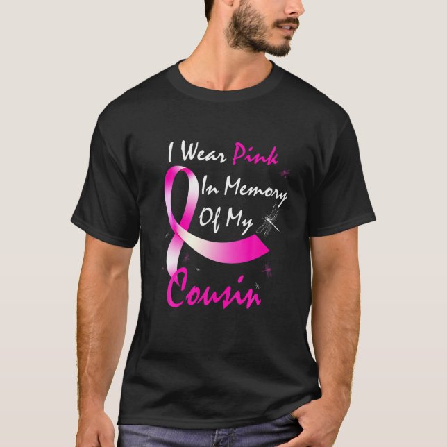 Camiseta Eu Visto Rosa Em Memória Do Meu Primo Cancer A (Frente)