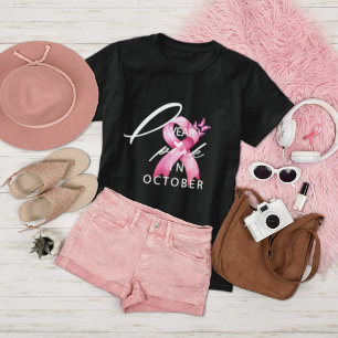 Camiseta Eu Visto Rosa em outubro Sensibilização para o Can