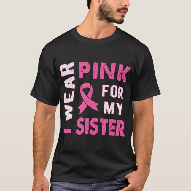 Camiseta Eu Visto Rosa para a Consciência do Cancer da Mama (Frente)
