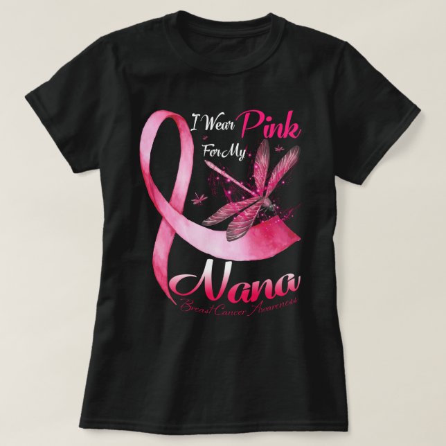 Camiseta Eu Visto Rosa Para A Minha Bola De Fita Rosa Nana (Frente do Design)