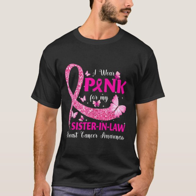 Camiseta Eu Visto Rosa Para A Minha Irmã Cancer Da Mama Awa (Frente)
