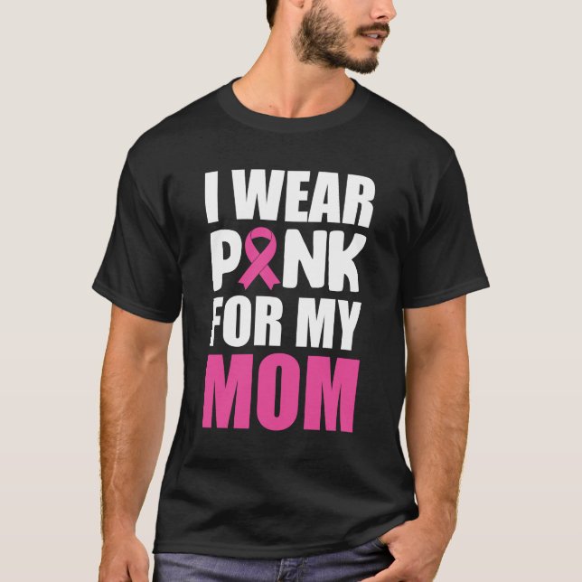 Camiseta Eu Visto Rosa Para A Minha Mãe Cancer De Fita Rosa (Frente)