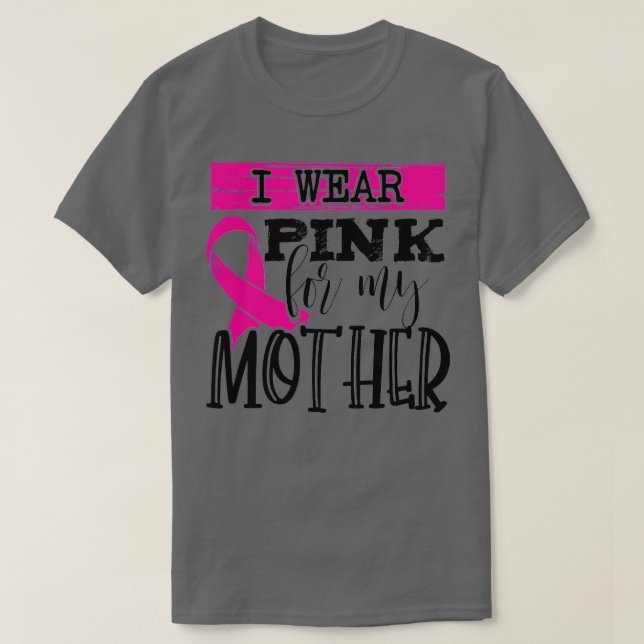 Camiseta Eu Visto Rosa para a minha mãe Cancer de mamas Awa (Frente do Design)