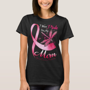 Camiseta Eu Visto Rosa Para A Minha Mãe Dragonfly Pink Fita
