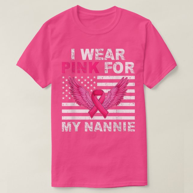 Camiseta Eu Visto Rosa Para A Minha Nannie Fita Rosa, Fita  (Frente do Design)