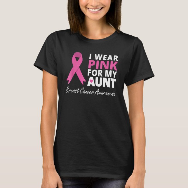 Camiseta Eu Visto Rosa Para A Minha Tia Ribbon Family Love  (Frente)