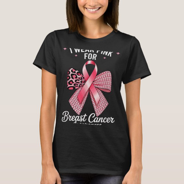 Camiseta Eu Visto Rosa Para Consciência Do Cancer Da Mama _ (Frente)