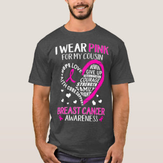 Camiseta Eu Visto Rosa Para Meu Primo Cancer De Fita De Fit