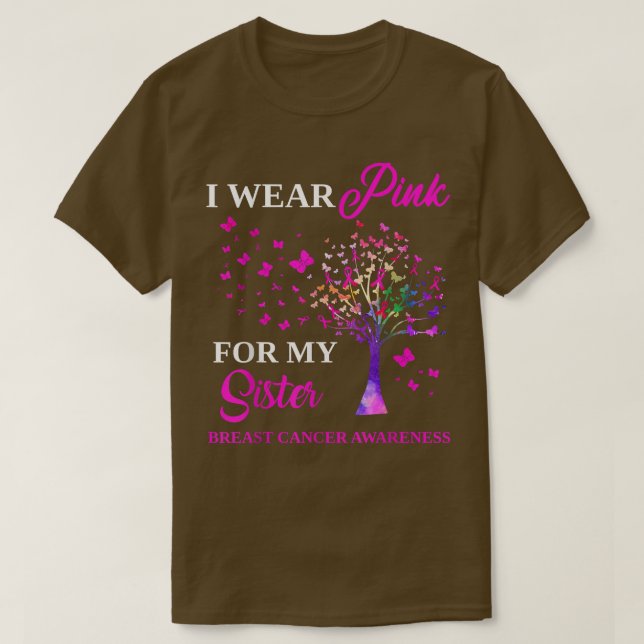 Camiseta Eu Visto Rosa Para Minha Consciência Do Cancer Da  (Frente do Design)