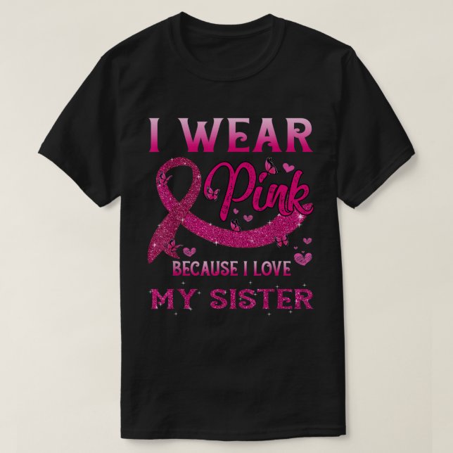 Camiseta Eu Visto Rosa Para Minha Consciência Do Cancer Da  (Frente do Design)