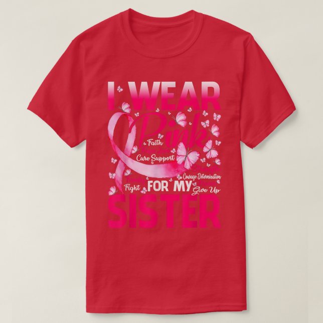Camiseta Eu Visto Rosa Para Minha Consciência Do Cancer Da  (Frente do Design)