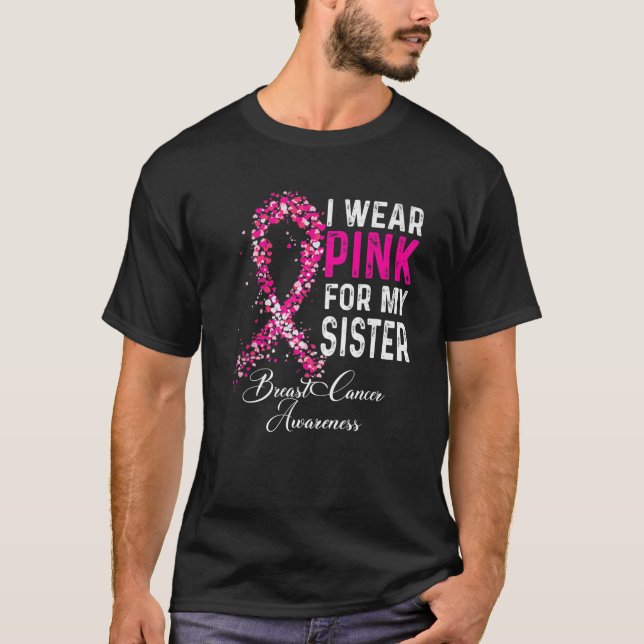 Camiseta Eu Visto Rosa Para Minha Consciência Do Cancer Da  (Frente)